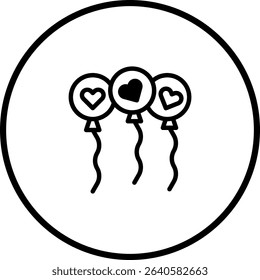 Celebration of love: balloons with hearts floating in festive black and white design