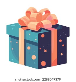 Celebration of love with cute gift box isolated