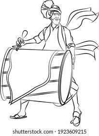 celebration of the Maharashtrian new year, India. Drummers welcoming the new year with dhol and tasha for welcoming new year Gudhi Padwa.