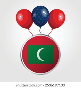 Celebration Maldives National Flag With Balloons
