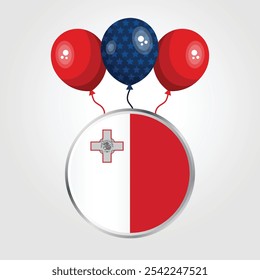 Celebration Malta National Flag With Balloons