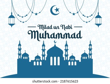 Celebration of Maulid Nabi Muhammad, Mawlid al nabi Muhammad, Mawlid Prophet Muhammad or Milad un Nabi Muhammad illustration. Fit for template banner, poster, backdrop, background. Vector eps 10. 