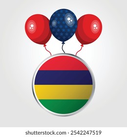 Celebration Mauritius National Flag With Balloons