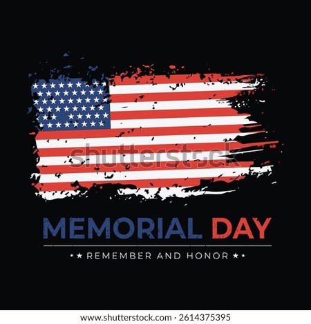 celebration of memorial day with flag texture of the United States of America poster template design