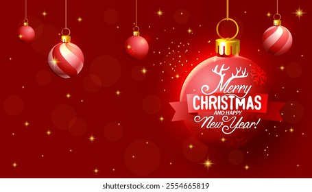 Celebration Merry Christmas. postcard new year holiday. Vector illustration