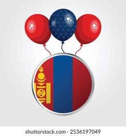 Celebration Mongolia National Flag With Balloons