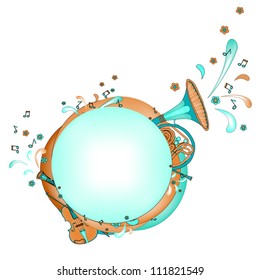 Celebration: multicolored music instruments and arms silhouettes drawn by hand in cartoon style. Vector illustration.