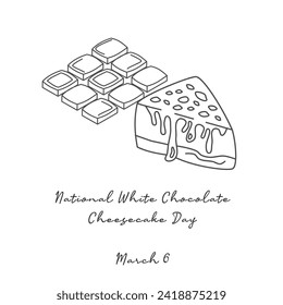 For the celebration of National White Chocolate Cheesecake Day, this one line artwork is suitable.