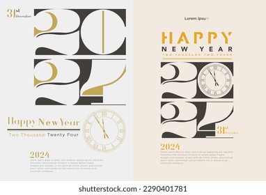 Celebration of the new year 2024 with the concept of a truncated square bangle. Premium vector design for 2024 new year banner, poster, template.