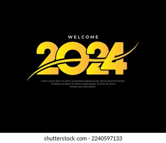 Celebration New Year 2024 design with wavy shape vector