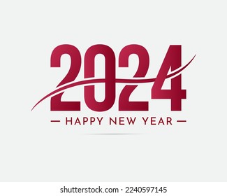 Celebration New Year 2024 design with wavy shape vector