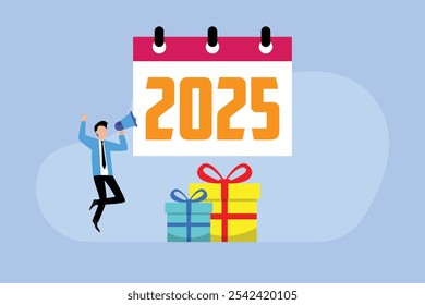 Celebration and New Year 2025 2d flat vector illustrations