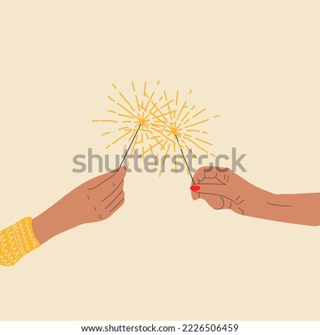 Similar – Image, Stock Photo Hand holds a sparkling sparkler in the black sky