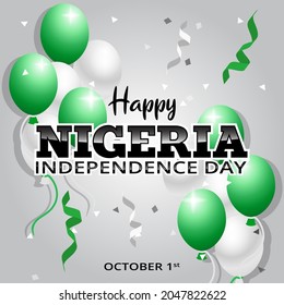 Celebration Nigeria independence day background with ballons and convetty illustration