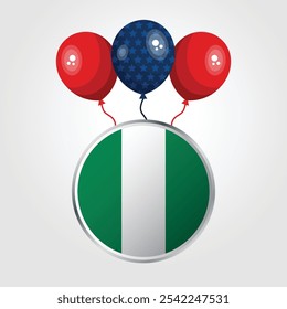 Celebration Nigeria National Flag With Balloons