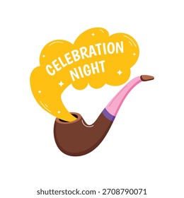Ilustración de pegatina de Vector de noche de celebración.