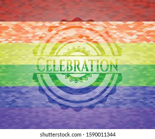 Celebration on mosaic background with the colors of the LGBT flag