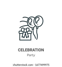 Celebration outline vector icon. Thin line black celebration icon, flat vector simple element illustration from editable party concept isolated stroke on white background