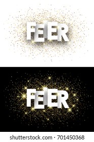 Celebration paper banner with shining sand, German. Vector illustration.