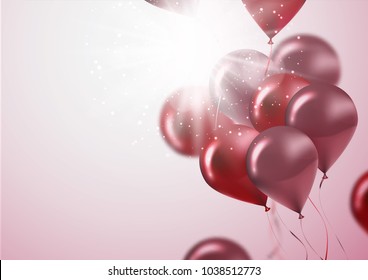 celebration and party background with colorful flying balloons,confetti glitters for event and holiday poster.Vector illustration.