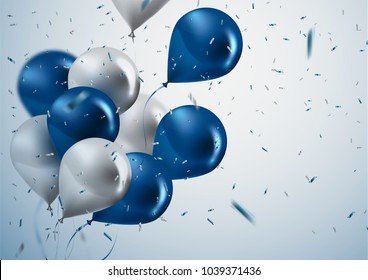 celebration and party background with colorful flying balloons,confetti glitters for event and holiday poster.Vector illustration.