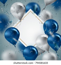 celebration and party background with colorful flying balloons,confetti glitters for event and holiday poster.Vector illustration.