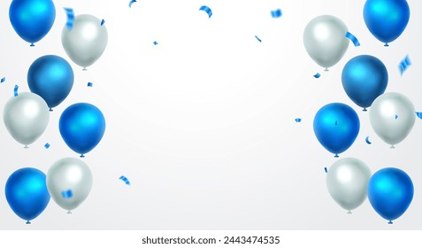 Celebration party balloons background. blue balloons and confetti for grand opening luxury greeting card vector illustration.