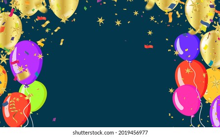 Celebration party banner with  balloons full color and serpentine