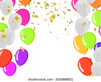 Celebration party banner with  balloons full color and serpentine