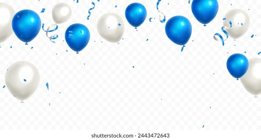 Banner de fiesta de celebración con fondo de globos azules. cumpleaños, venta y promoción, elemento de diseño de fiesta.