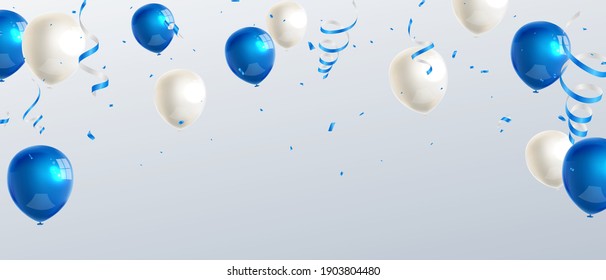 Celebration party banner with Blue color balloons background. Sale Vector illustration. Grand Opening Card luxury greeting rich. frame template. - Shutterstock ID 1903804480