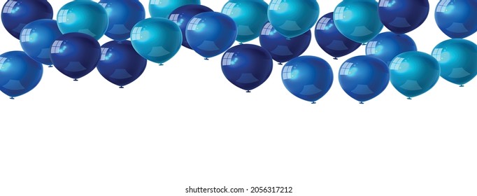 Celebration party banner with Blue color balloons background. Sale Vector illustration. Grand Opening Card luxury greeting rich. frame template.