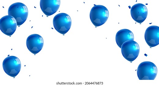 Celebration party banner with Blue color balloons background. Sale Vector illustration. Grand Opening Card luxury greeting rich. frame template.