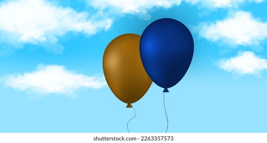 Celebration party banner with Blue color balloons background. Sale Vector illustration.