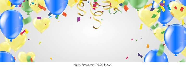 Celebration party banner with Blue color balloons background. Sale Vector illustration.  luxury greeting rich. frame template.