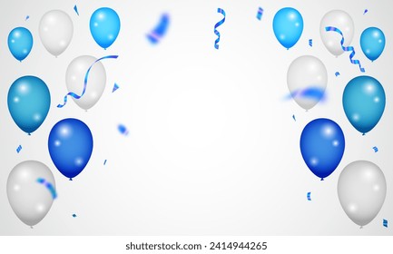 Celebration party banner with Blue color balloons background. wedding and birthday. vector illustration