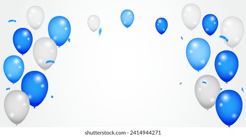 Celebration party banner with Blue color balloons background. Grand Opening Card luxury greeting rich. frame template. promotion and birthday card or invitation.