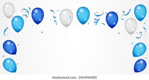 Celebration party banner with Blue color balloons background. Birthday background with realistic balloons. Sale Vector illustration.