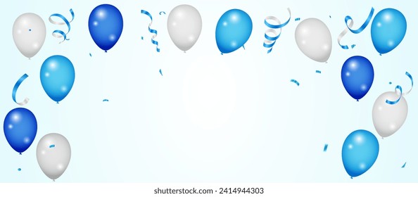 Celebration party banner with Blue color balloons background. Sale Vector illustration. balloon border frame template 