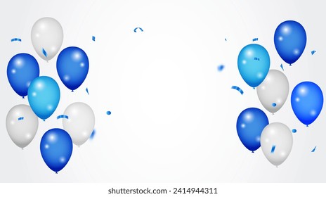 Celebration party banner with Blue color balloons background. Grand Opening Card luxury greeting rich. frame template. promotion and birthday card or invitation. Vector Illustration