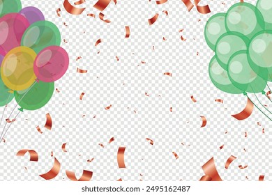 Celebration party banner with color balloons and confetti background. Grand Opening Card luxury greeting rich. decoration element for birth day celebration greeting card design. Vector illustration