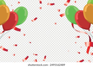 Celebration party banner with color balloons and confetti background. Grand Opening Card luxury greeting rich. decoration element for birth day celebration greeting card design. Vector illustration