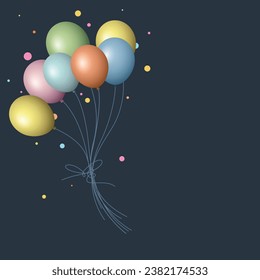 Celebration party banner with colorful balloons vector illustration. Grand Opening greeting card template have blank space.