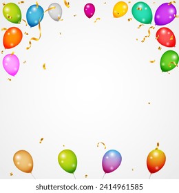 Celebration party banner with colorful balloons background. Party card with colorful balloons. Balloon background.