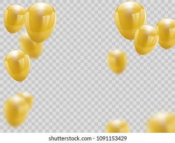 Celebration party banner with Gold balloons background. Vector illustration.
