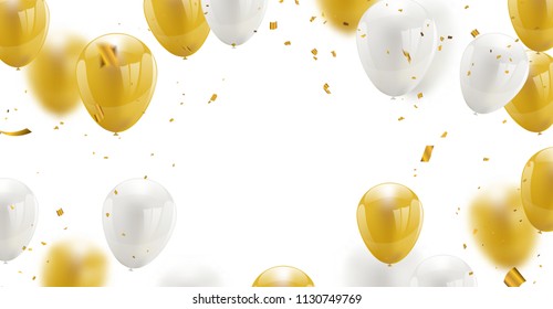 Celebration party banner with Gold balloons background. Sale Vector illustration.