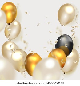 Celebration party banner with Gold balloons background. Sale Vector illustration.