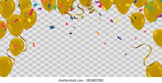 Celebration party banner with Gold balloons background. Vector illustration.