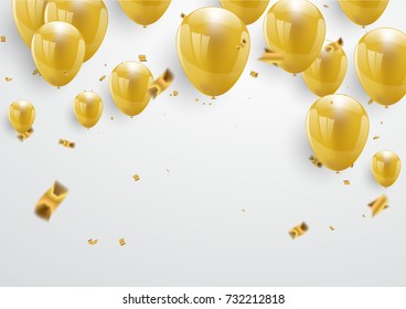 Celebration party banner with Gold balloons background. Vector illustration.