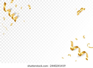 Celebration party banner with gold confetti and ribbons background. Sale Vector illustration. Grand Opening Card luxury greeting rich.